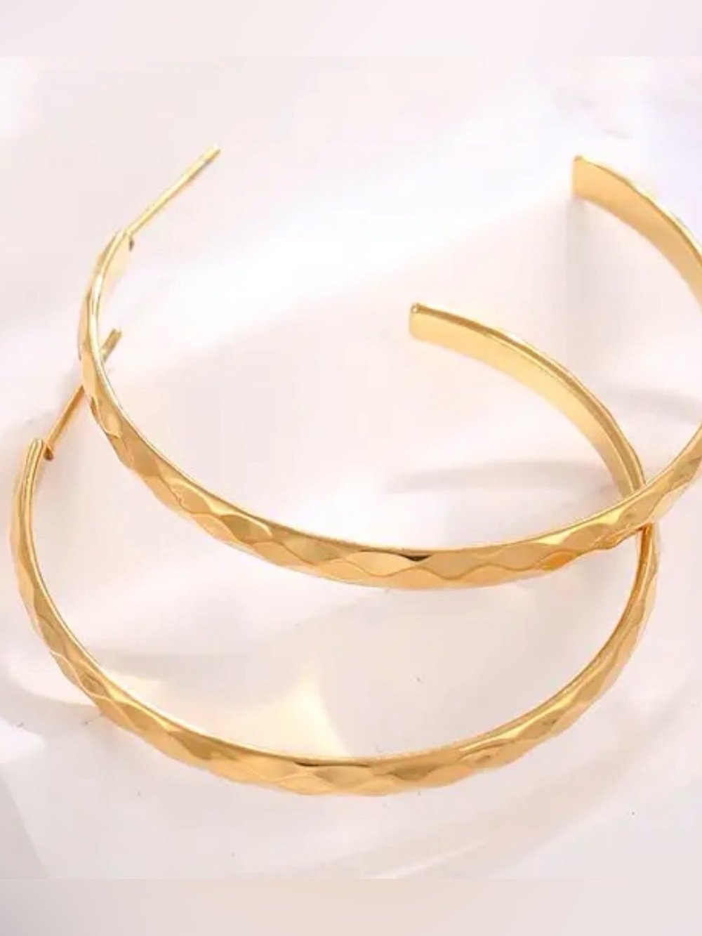 “ Hammered Hoops “ 18K Gold Plated Stainless Steel Tarnish Free
